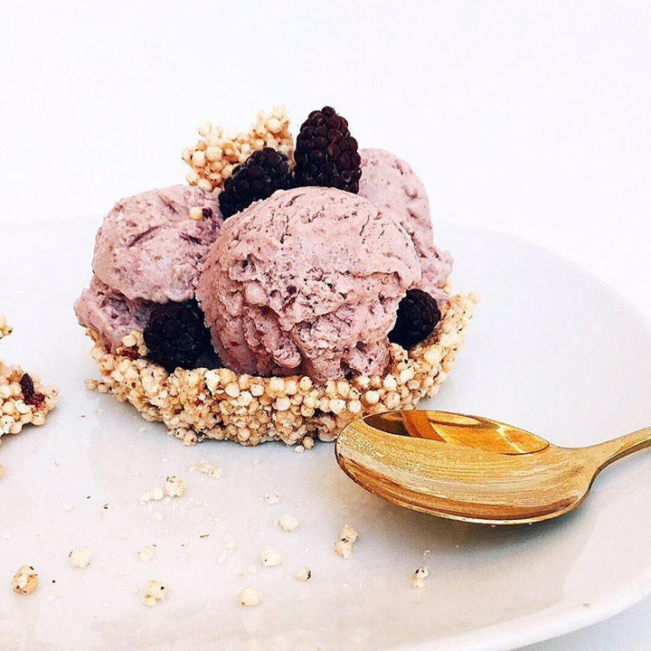 Canastilla de quinoa con helado