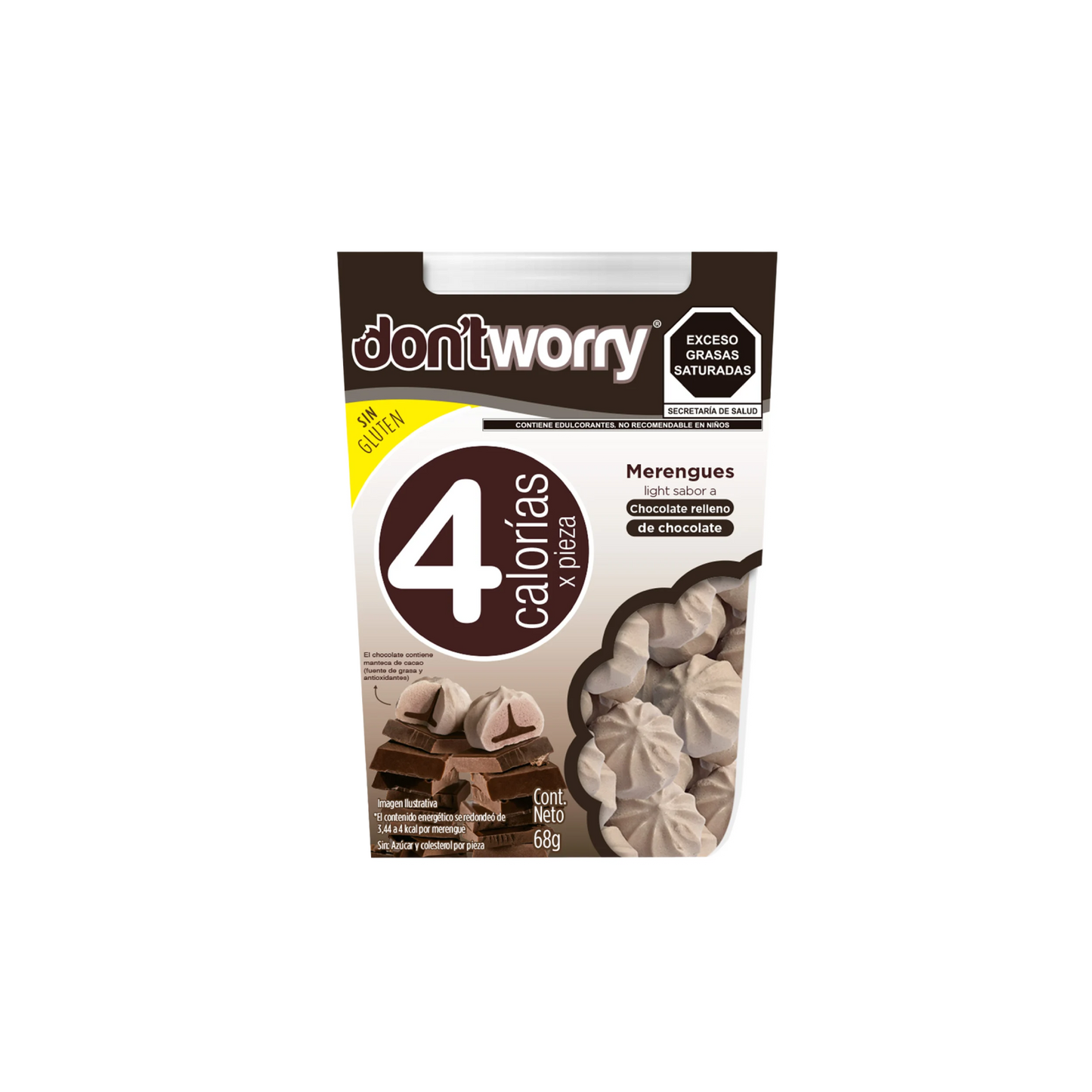 Merengue Light Don't Worry Chocolate Relleno 68g