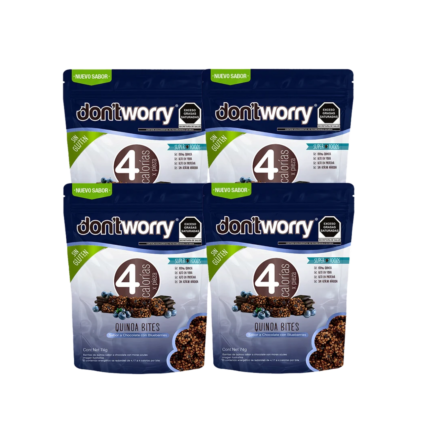 Quinoa Bites Dont Worry Chocolate con Blueberries 4 pack