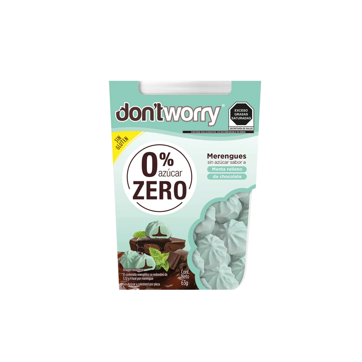 Merengues Sin Azúcar Don't Worry Menta relleno de Chocolate 68g