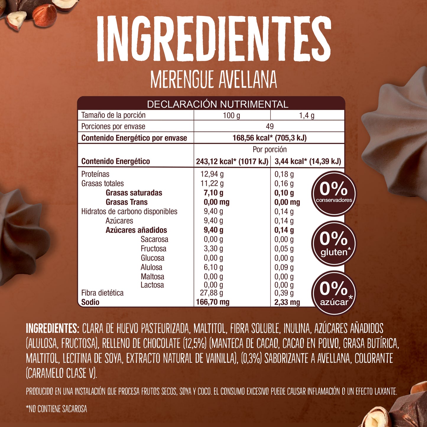 Merengues Light Dont Worry Chocolate Avellana Menta 6pk