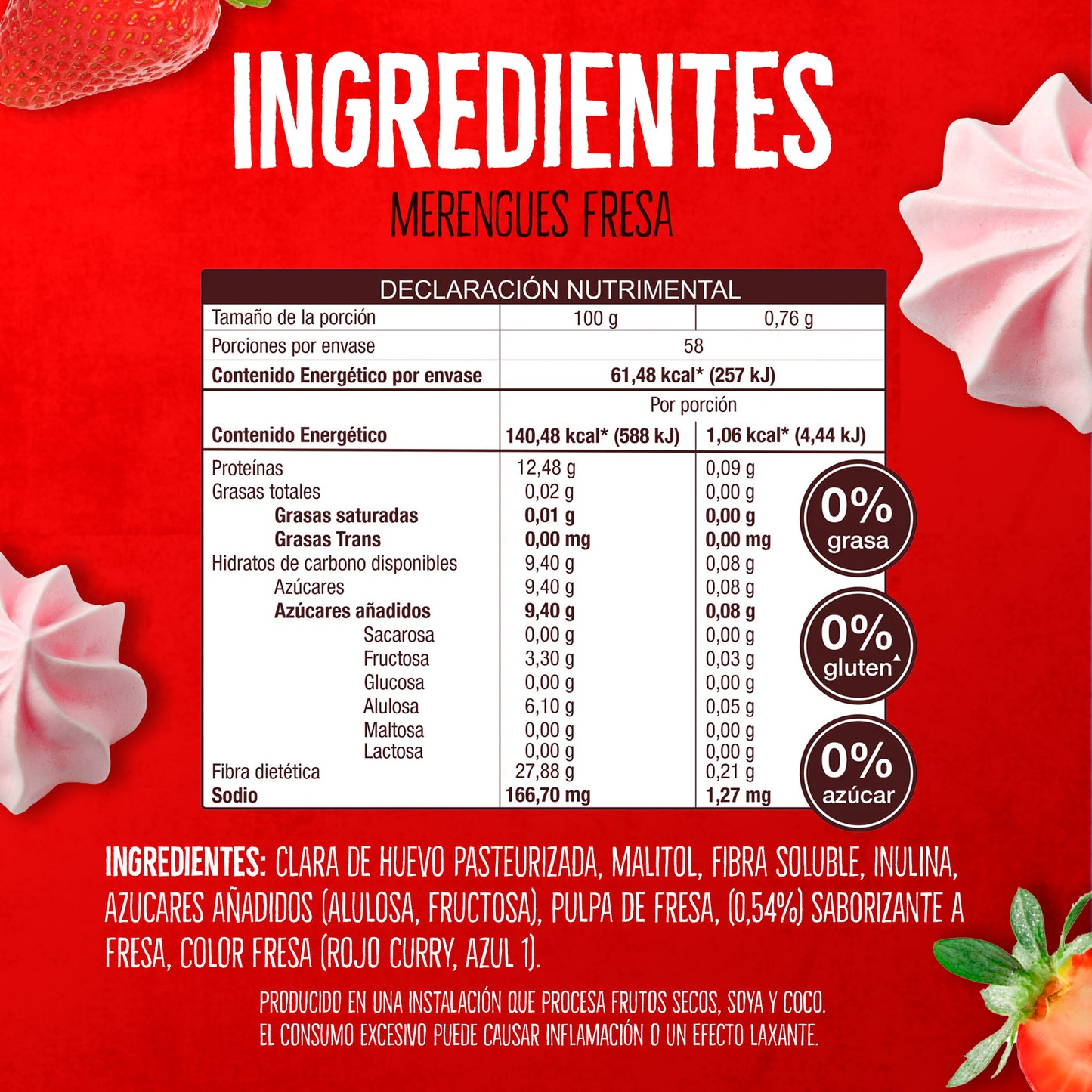 Merengues Light Don't Worry Fresa con pulpa de Fresa 44g