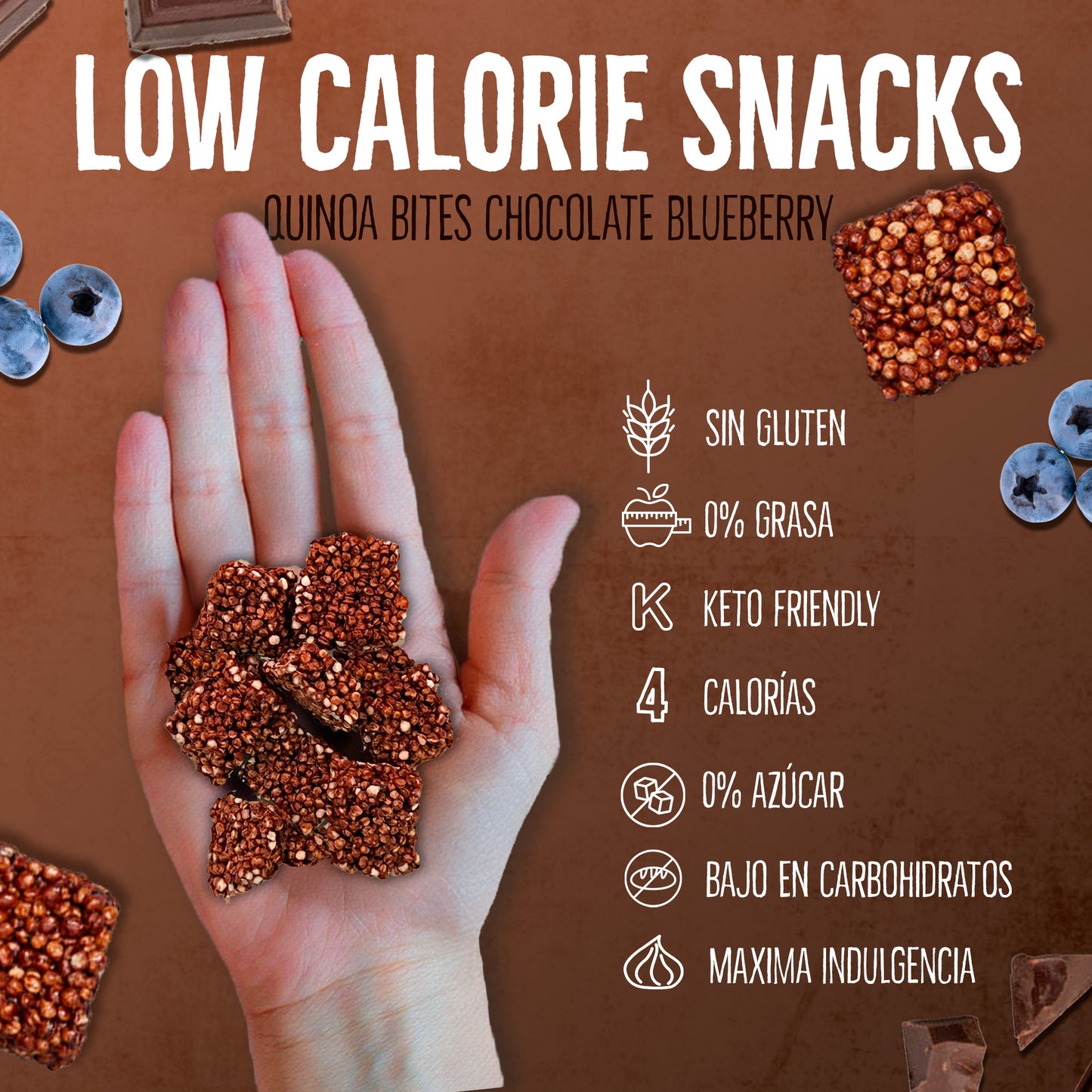 Quinoa Bites Don´t Worry Chocolate con Blueberries 280g.
