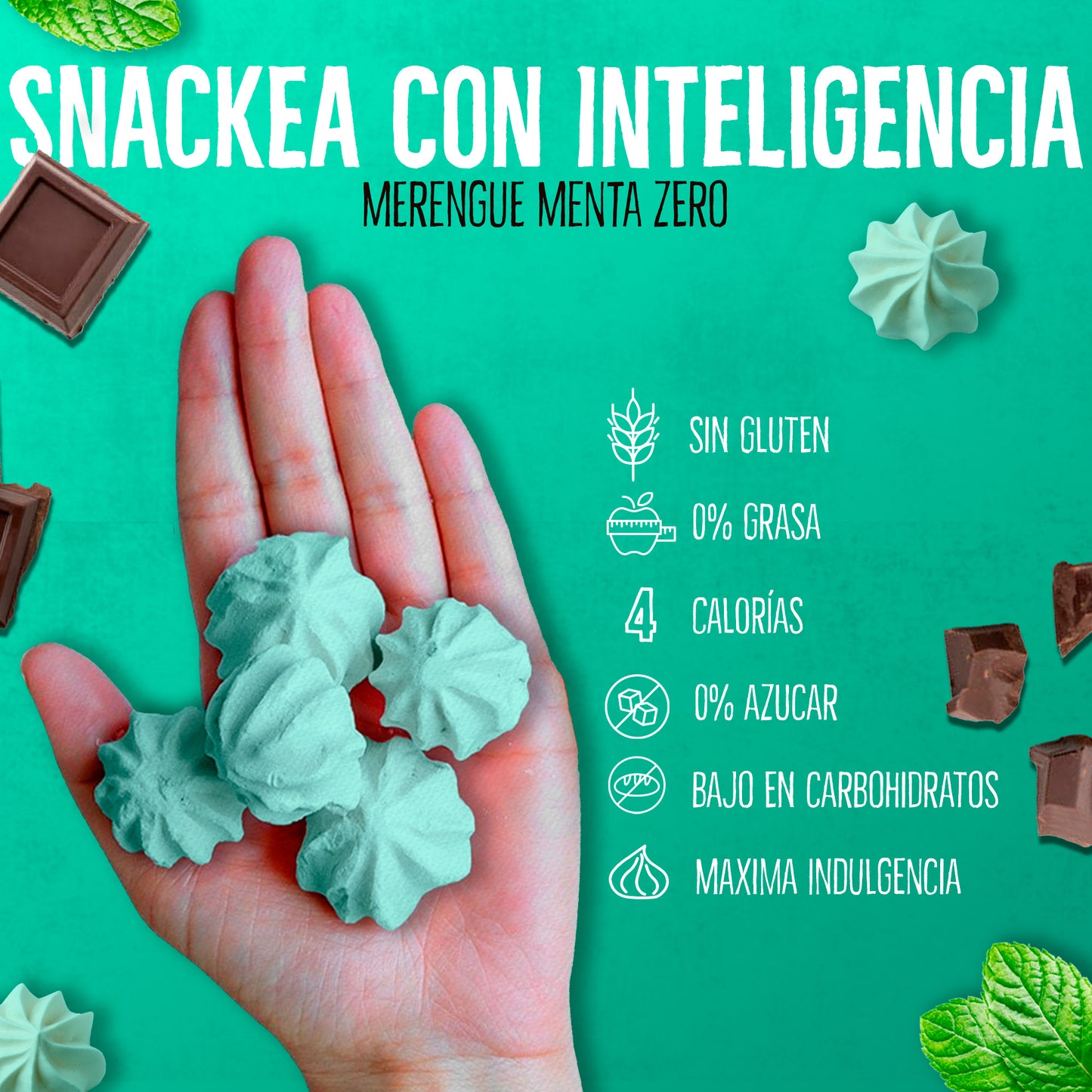 Merengues Sin Azúcar Don't Worry Menta relleno de Chocolate 68g