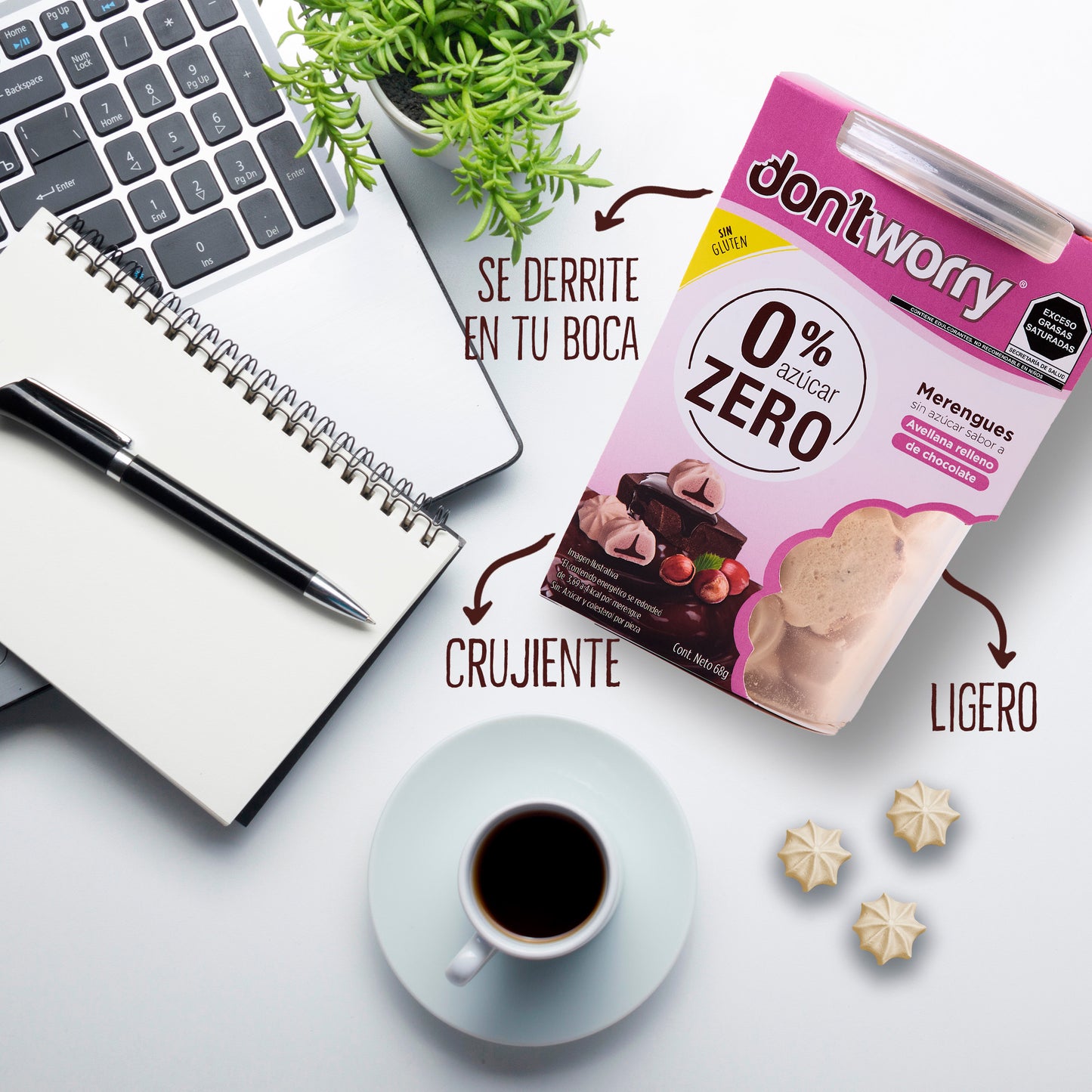 Merengues Sin Azúcar Avellana Relleno 68g