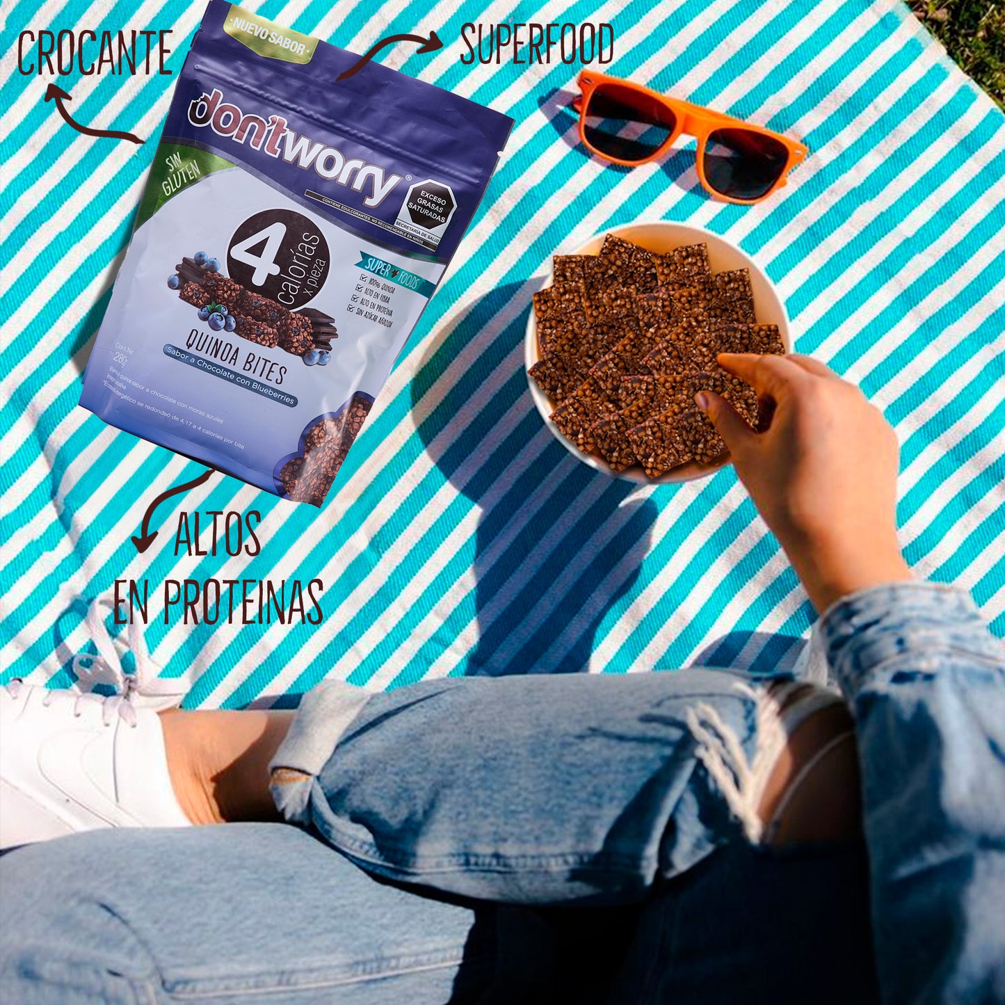 Quinoa Bites Don´t Worry Chocolate con Blueberries 280g.