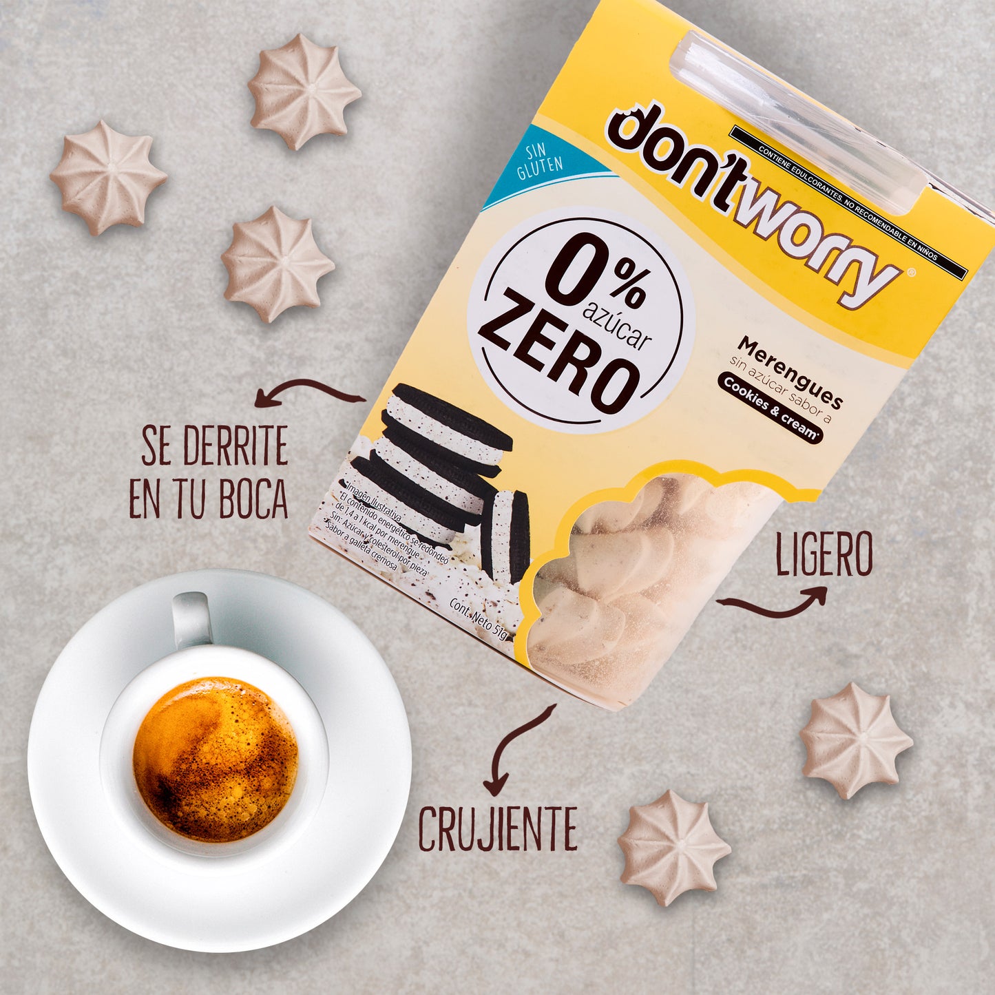 Merengues Sin Azúcar Cookies & Cream 51g