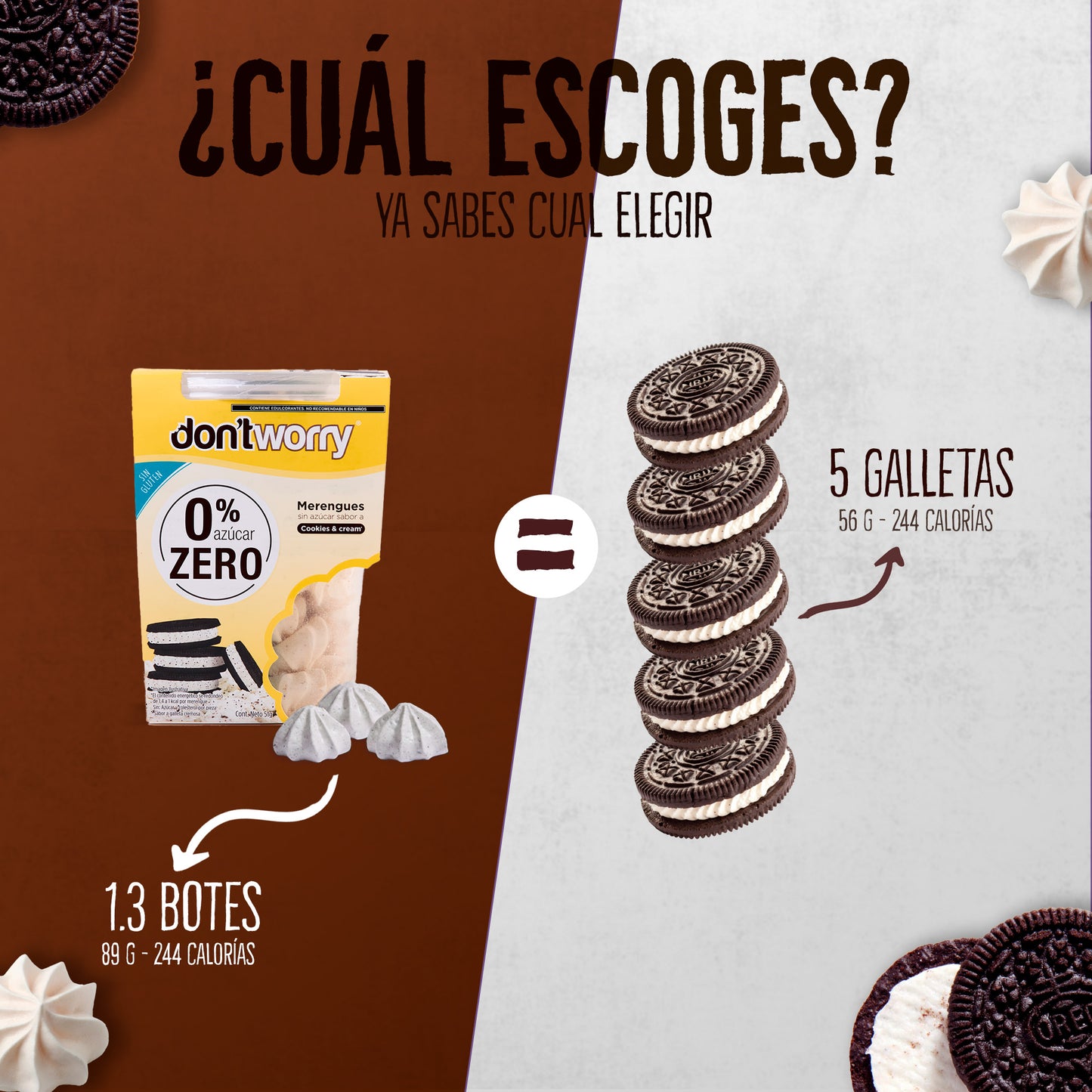 Merengues Sin Azúcar Cookies & Cream 51g