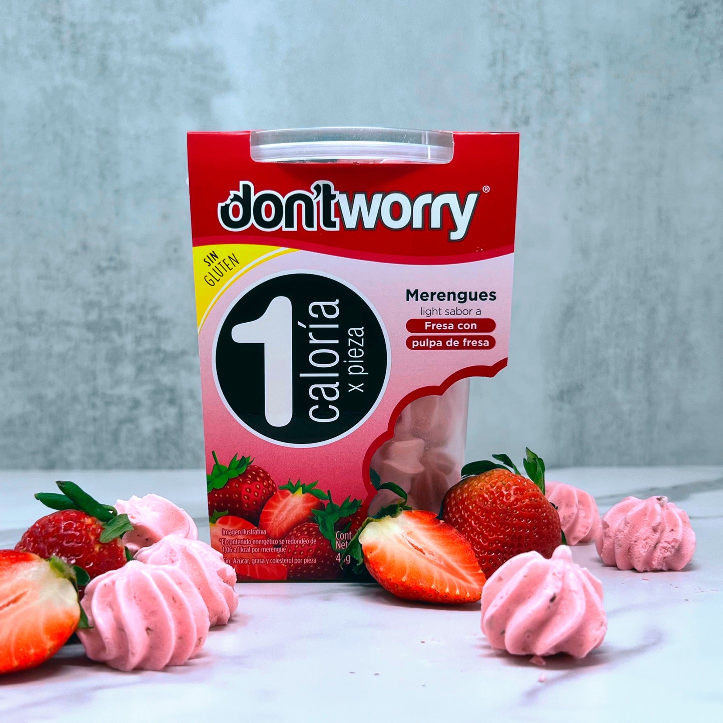 Merengues Light Don't Worry Fresa con pulpa de Fresa 44g
