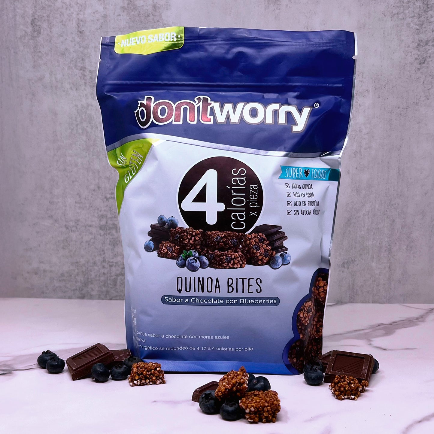 Quinoa Bites Don´t Worry Chocolate con Blueberries 280g.