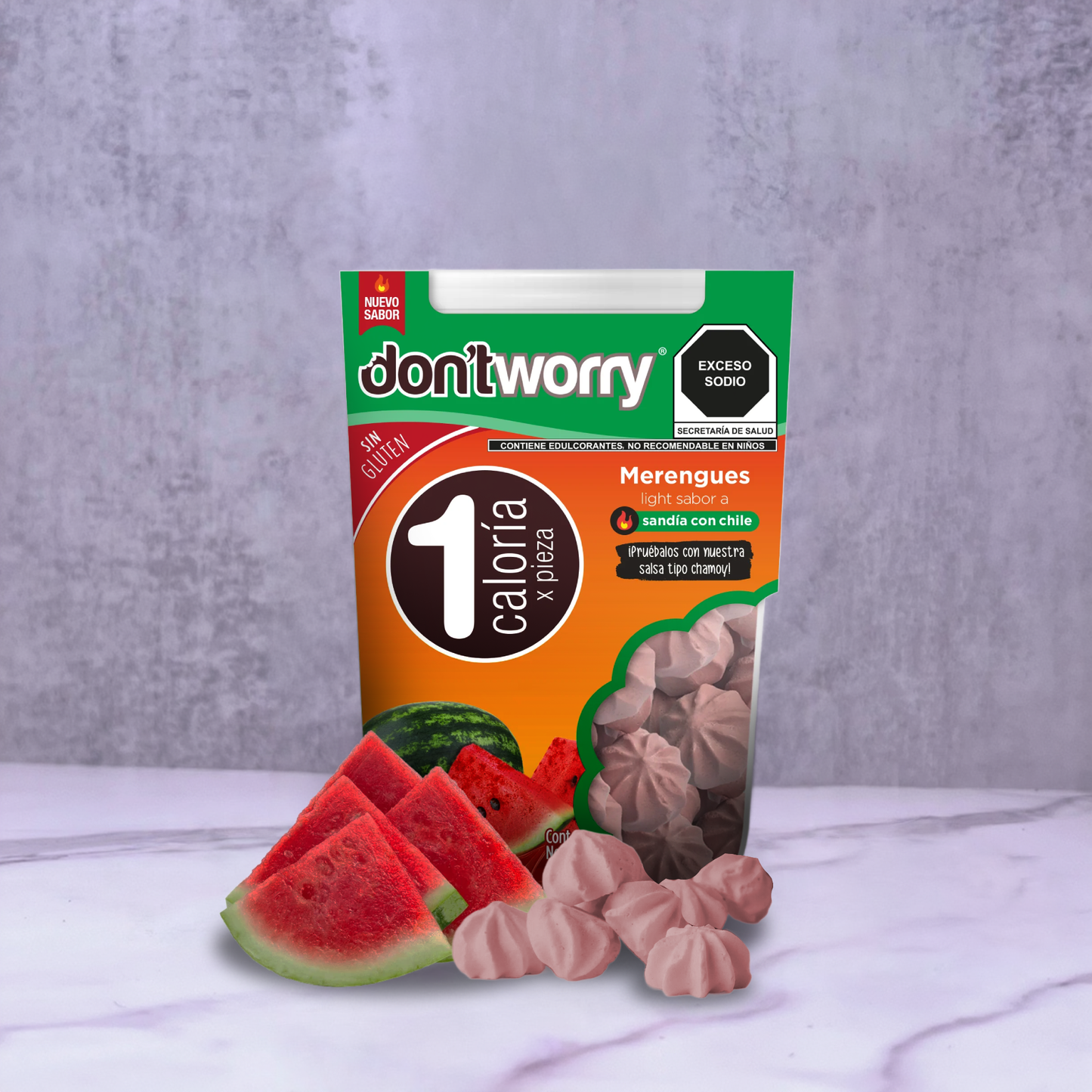 Merengues Light Don't Worry Sandía con Chile 48g