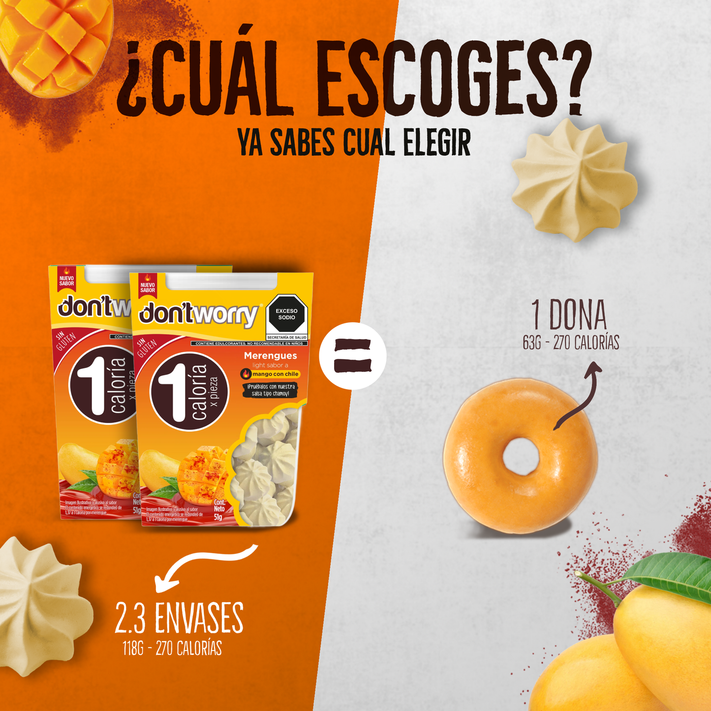 Merengues Light Don't Worry Mango con Chile 51g