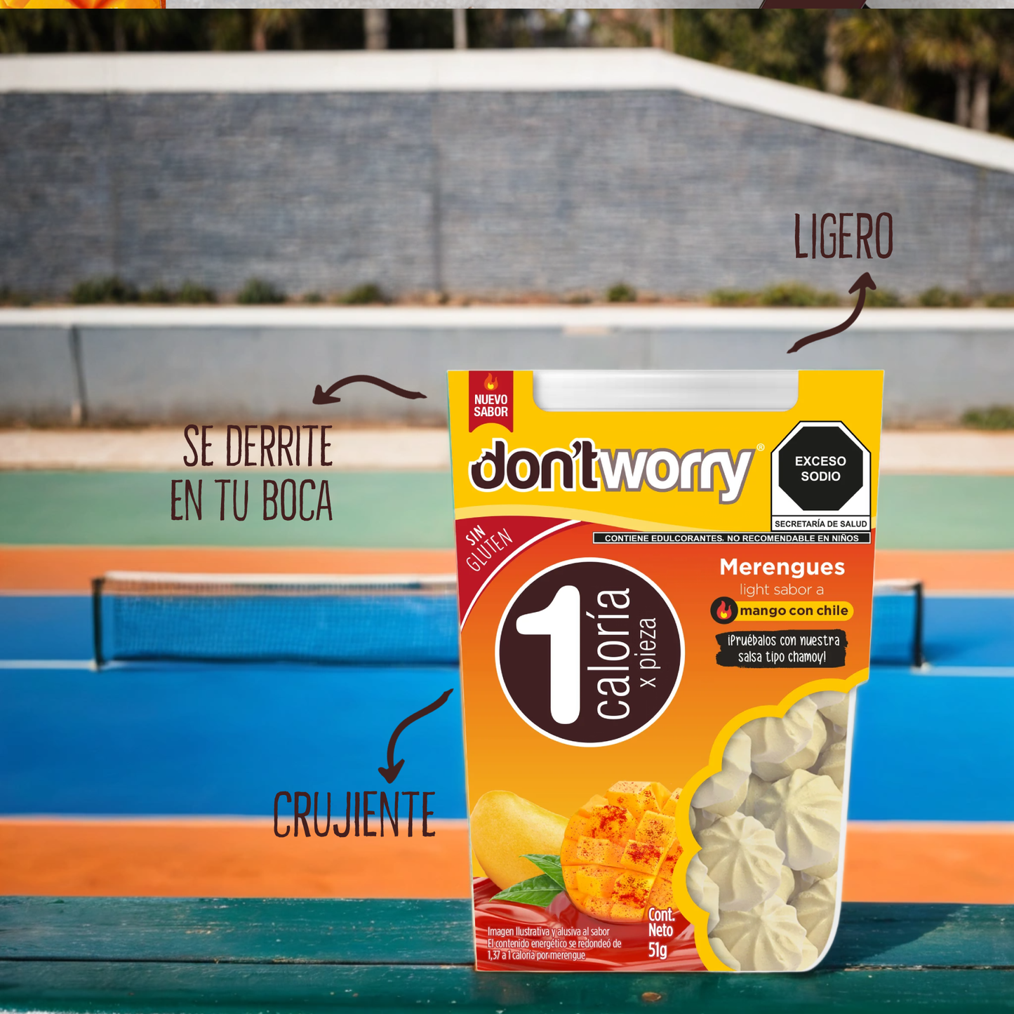 Merengues Light Don't Worry Mango con Chile 51g
