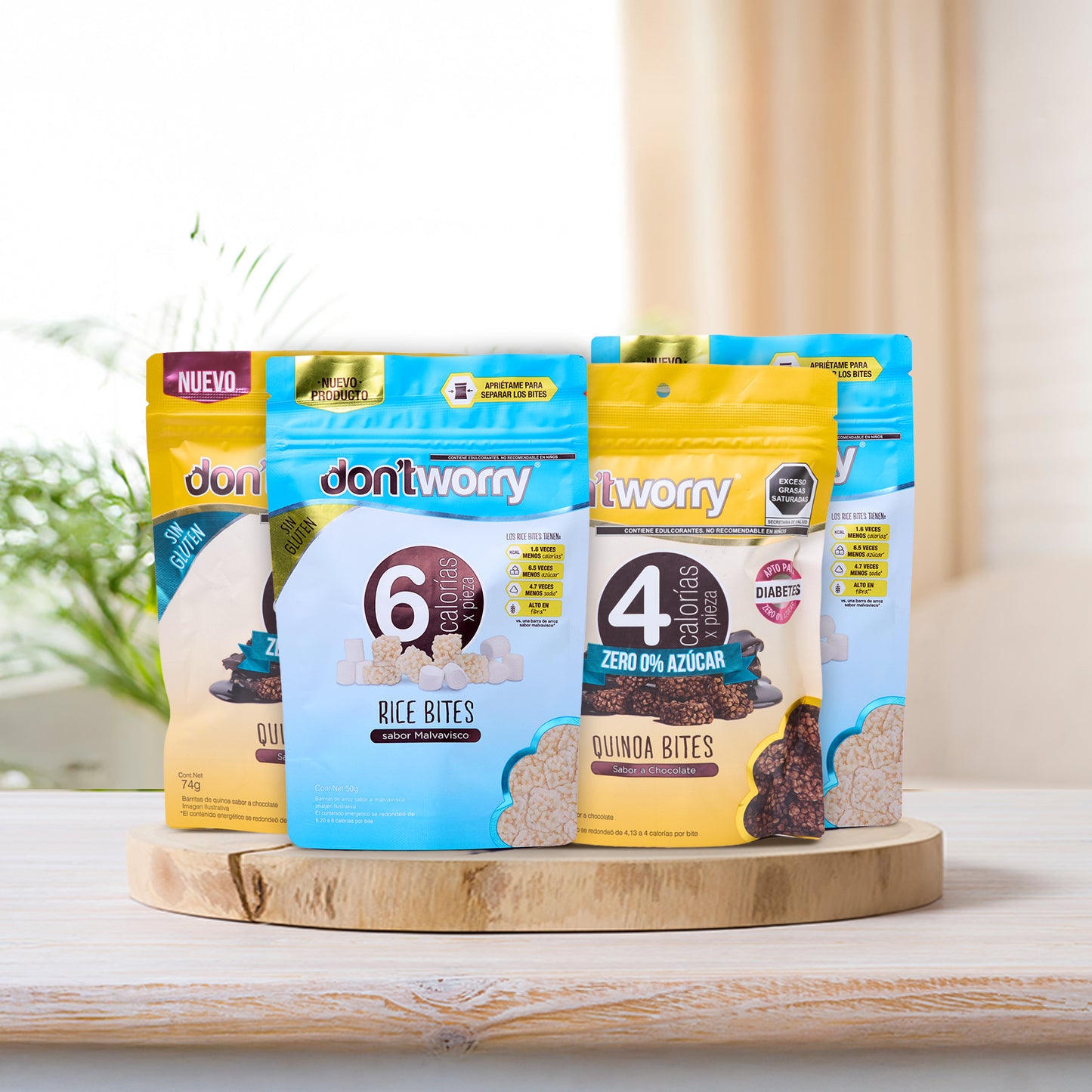 Quinoa Bite Chocolate Zero y Rice Bite Malvavisco Dont Worry 4 pack