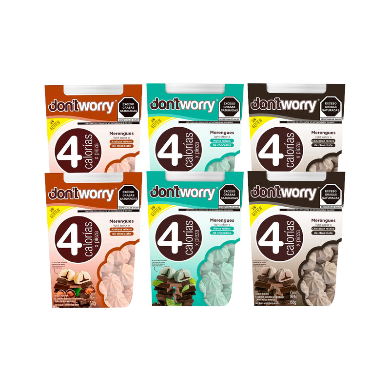 Merengues Light Dont Worry Chocolate Avellana Menta 6pk