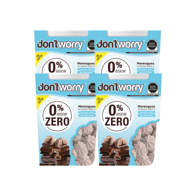 Merengues Sin Azucar Don't Worry Chocolate Relleno 4 pack