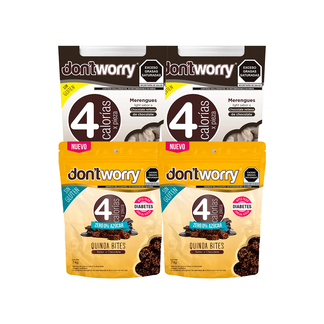 Merengues Light y Quinoa Bites Dont Worry Chocolate 4 pack