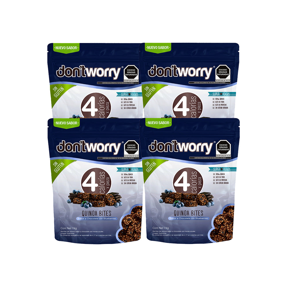 Quinoa Bites Dont Worry Chocolate con Blueberries 4 pack Don't Worry