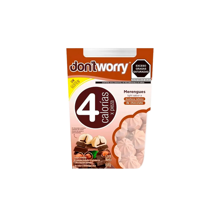 Merengues Light Don't Worry Avellana con chocolate 68g
