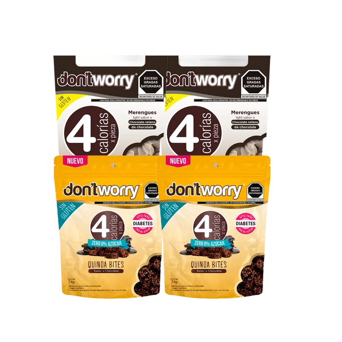Merengues Light y Quinoa Bites Dont Worry Chocolate 4 pack