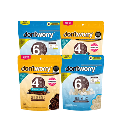 Quinoa Bite Chocolate Zero y Rice Bite Malvavisco Dont Worry 4 pack