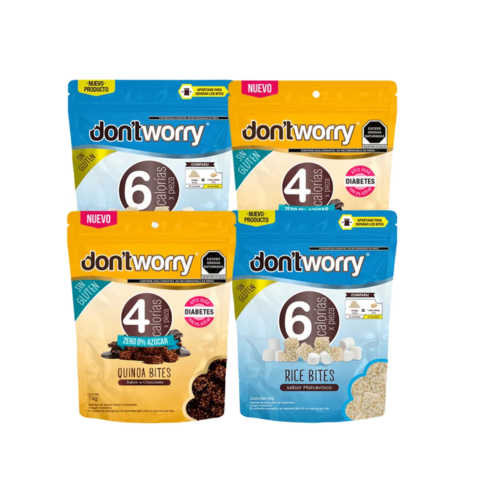Quinoa Bite Chocolate Zero y Rice Bite Malvavisco Dont Worry 4 pack
