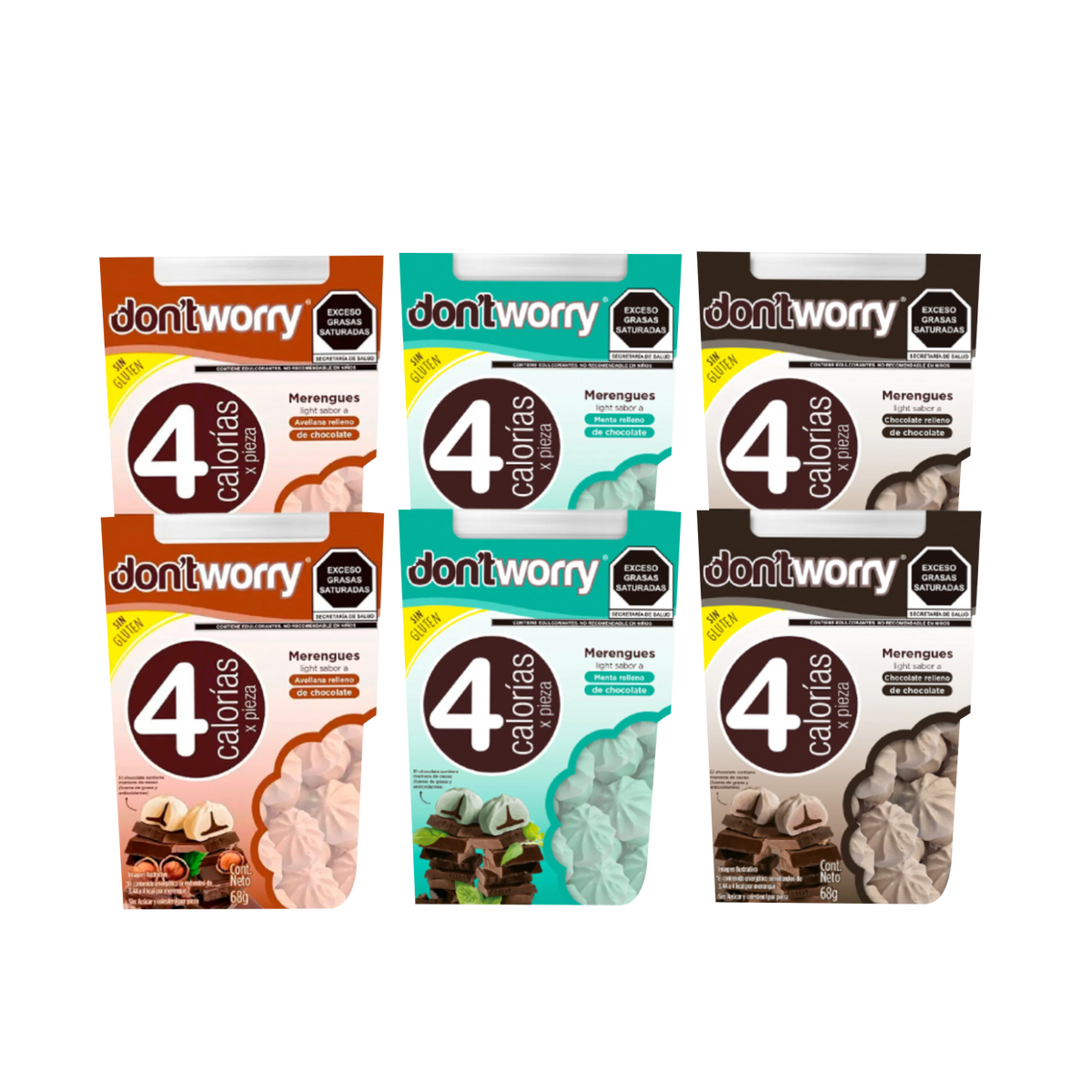 Merengues Light Dont Worry Chocolate Avellana Menta 6pk