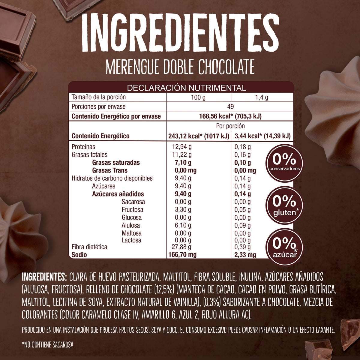 Merengue Light Don't Worry Chocolate Relleno 68g