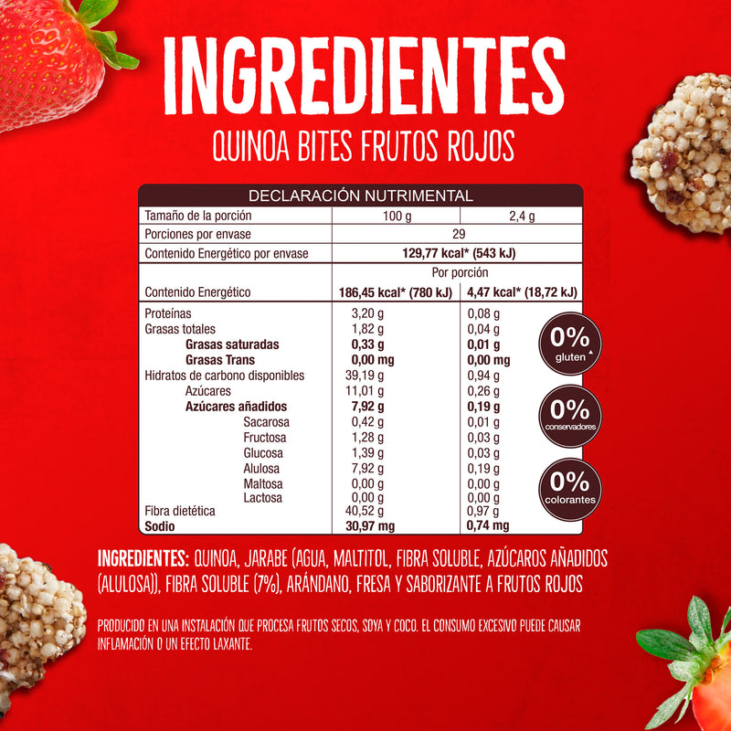 Quinoa Bites Don't Worry Frutos Rojos 70g