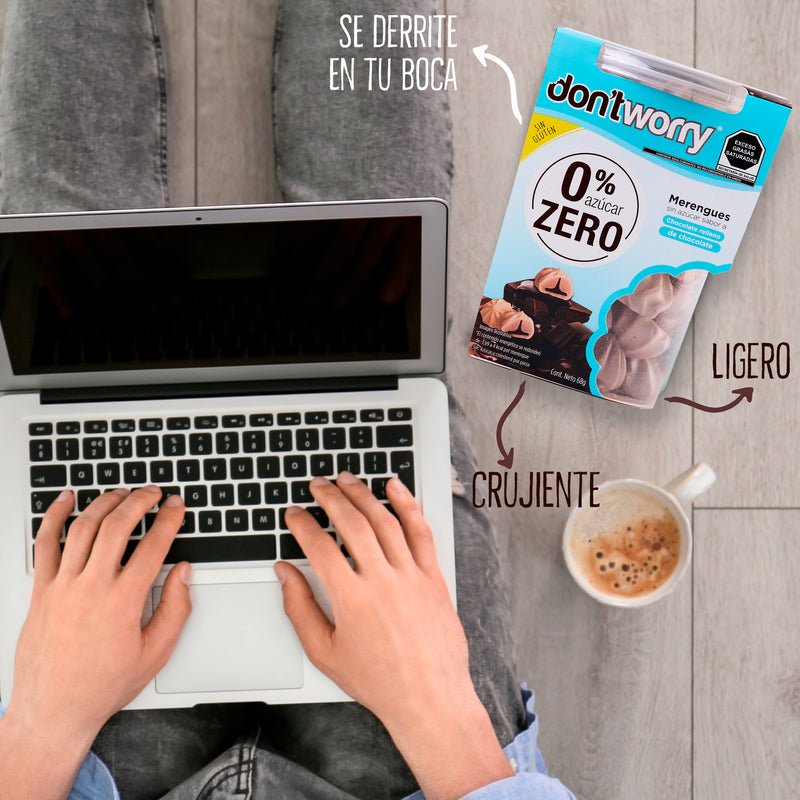 Merengues Sin Azúcar Don't Worry Chocolate relleno con Chocolate 68g