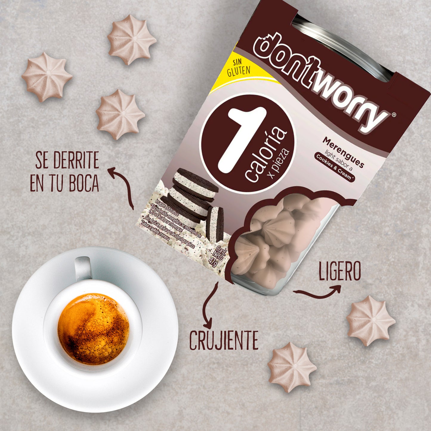 Merengues Light Don't Worry Cookies & Cream 47g