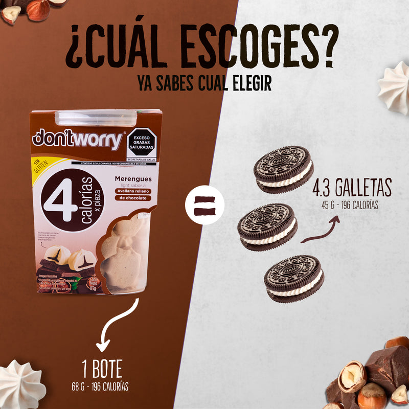 Merengues Light Dont Worry Chocolate Avellana Menta 6pk