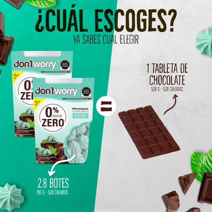 Merengues Sin Azúcar Don't Worry Menta relleno de Chocolate 68g