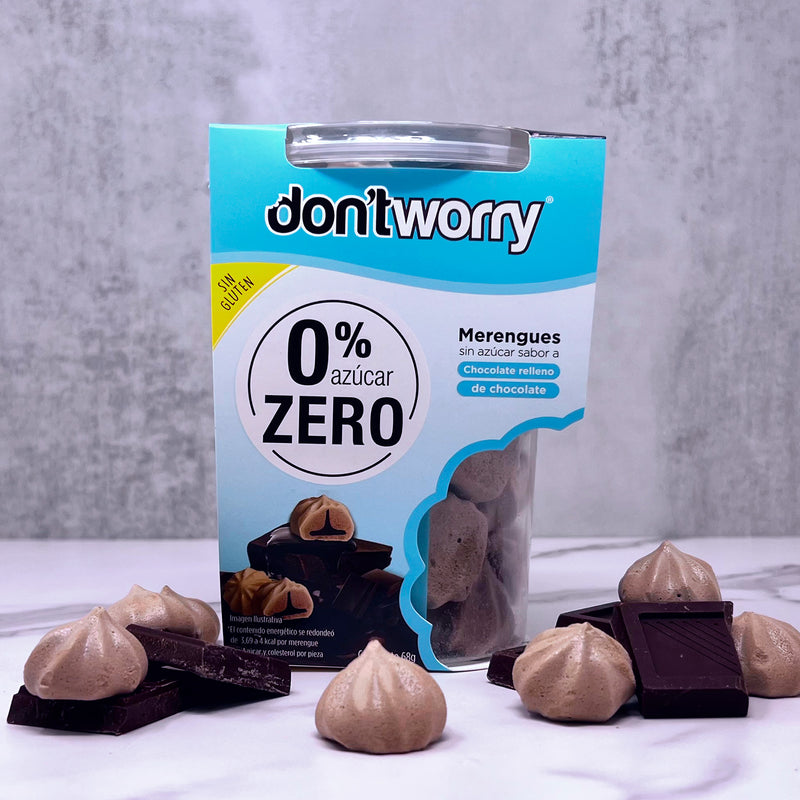 Merengues Sin Azúcar Don't Worry Chocolate relleno con Chocolate 68g