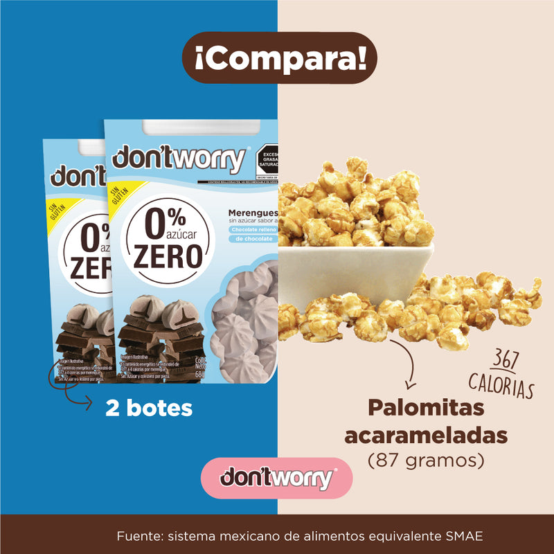 Merengues Sin Azúcar Don't Worry Chocolate relleno con Chocolate 85g