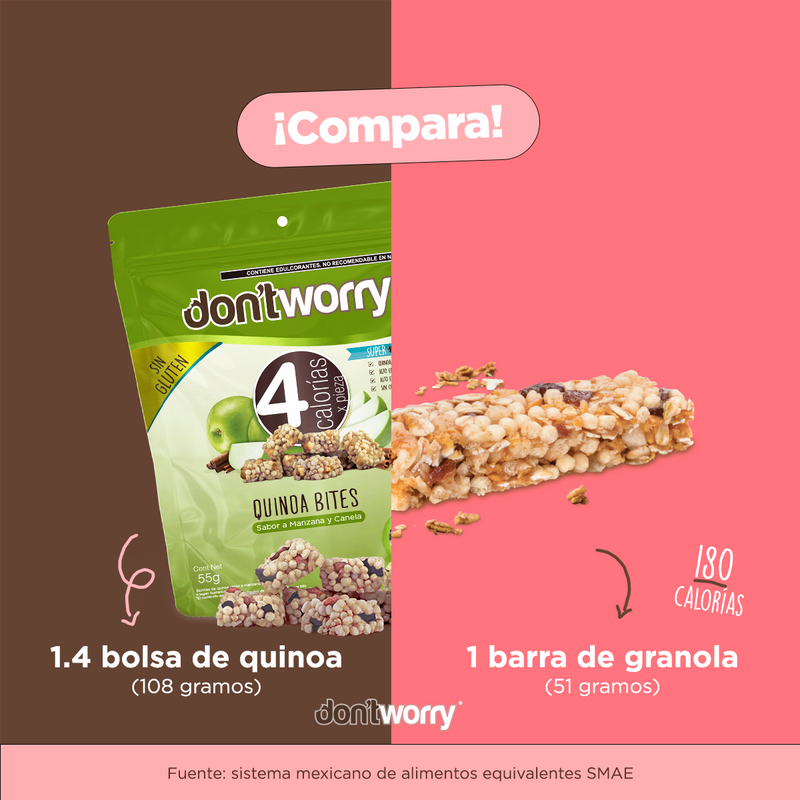 Quinoa Bites Don't Worry Manzana y Canela 55g