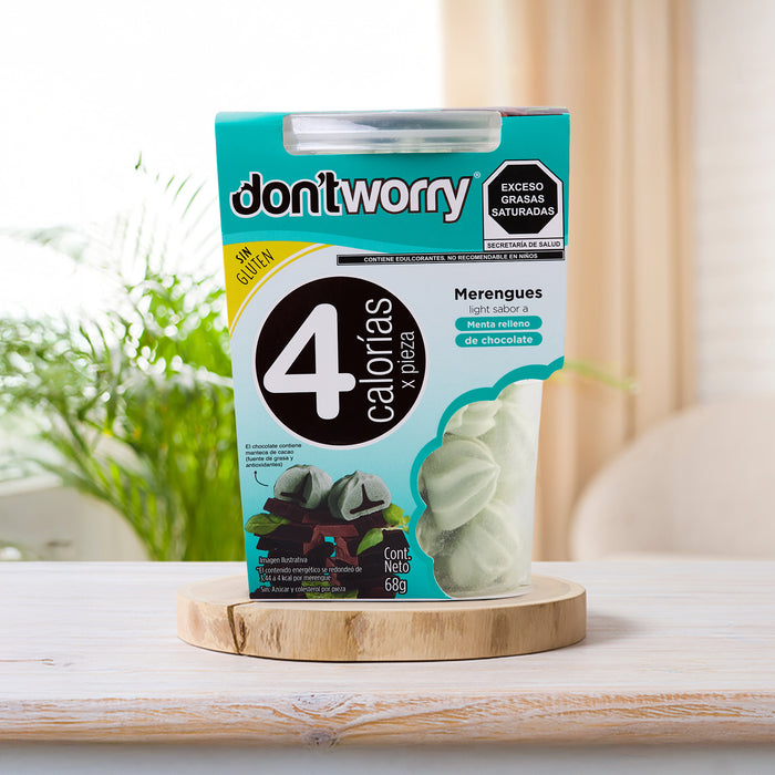Merengues Light Don't Worry Menta relleno con Chocolate 68g