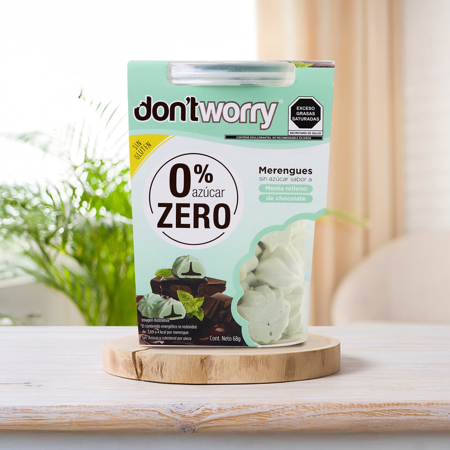 Merengues Sin Azúcar Don't Worry Menta relleno de Chocolate 68g