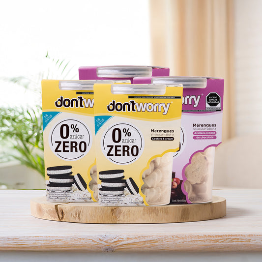 Merengues Sin Azucar Don't Worry Cookies and Cream y Avellana 4 pack